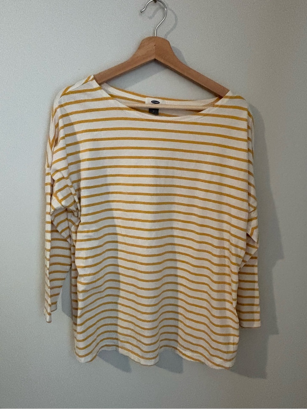Old Navy Long Sleeve Striped Boatneck Top - Yellow & Cream